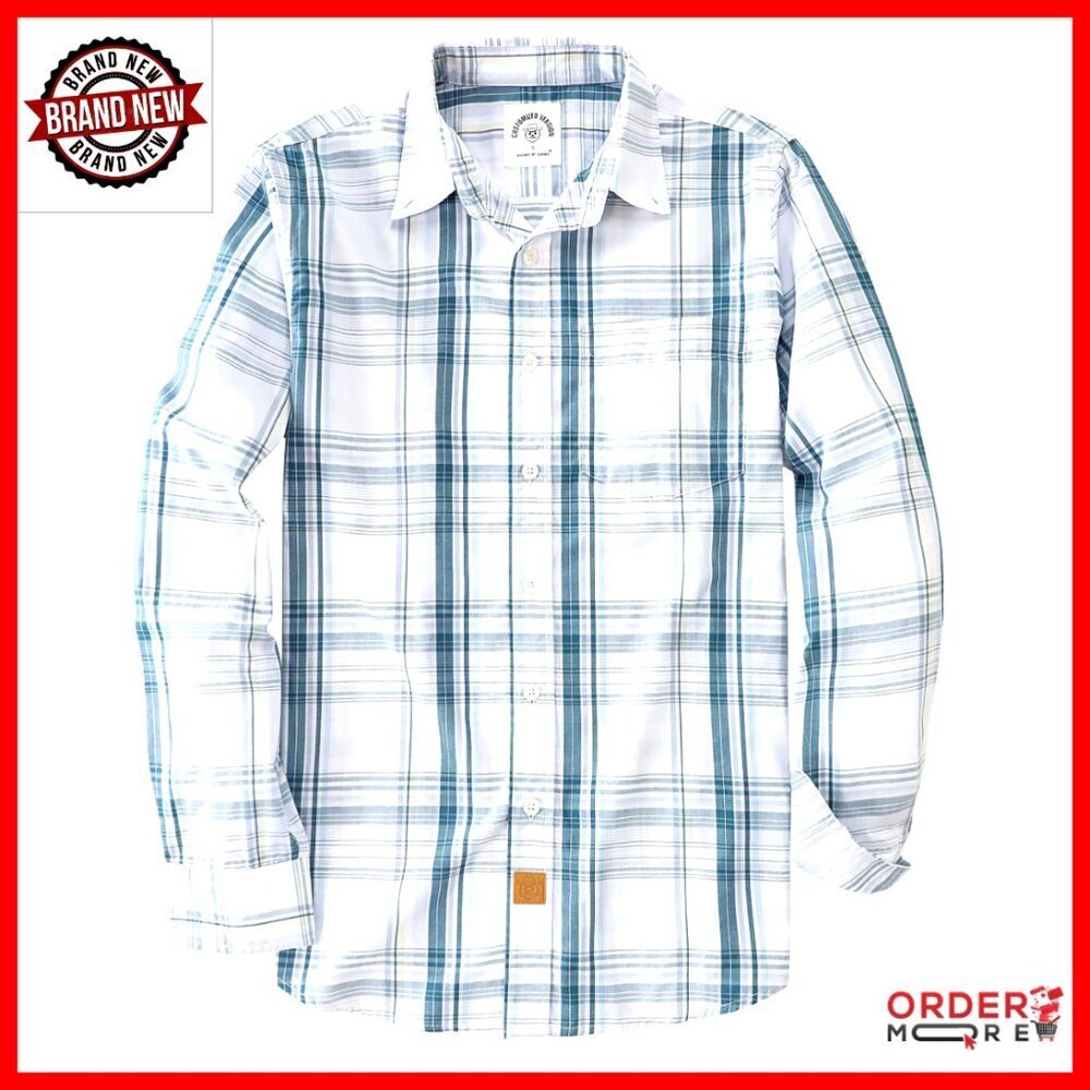 Men's Long Sleeve Button Down Plaid Cotton Casual Work Shirt Regular Fit